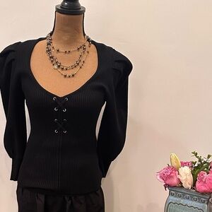 Ba&sh Black knit Lace-Up Women's Top